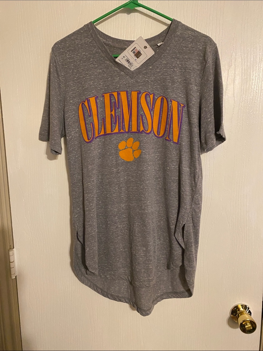 Pressbox Gray Clemson Tee with Orange and Purple Logo